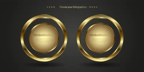 Set of two luxurious infographic design featuring a gold circular frame sur.. Stock Illustration