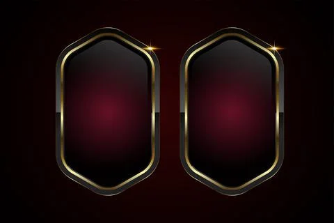 Set of two luxury 3Ds glossy dark red button vector, illustration. with ver.. Stock Illustration