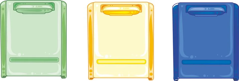 Set of two mailboxes in different colors, isolated object on a white backgrou 스톡 일러스트