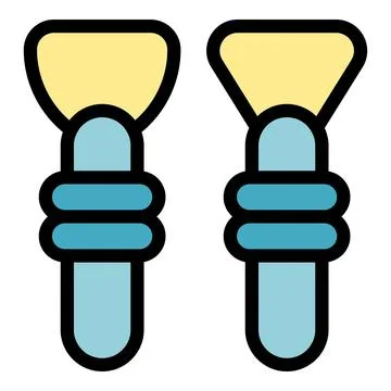 Set of two makeup brushes applying foundation powder or blush 스톡 일러스트