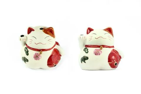 Set of two maneki neko from different angles Stock Photos