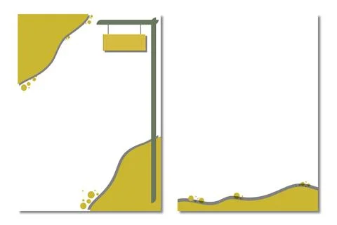 Set of two minimalist abstract landscape frames with yellow sand dunes and .. Stock Illustration
