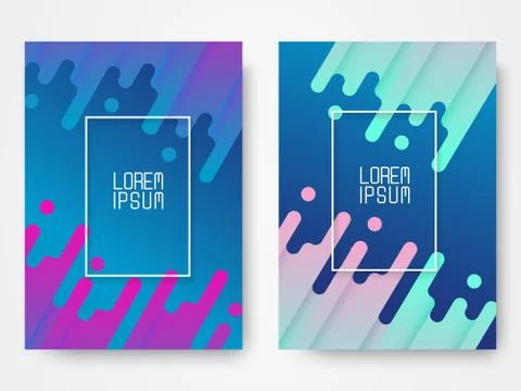 Set of two modern abstract covers with cool gradient color Stock Illustration