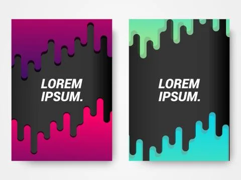 Set of two modern abstract covers with cool gradient color Stock Illustration