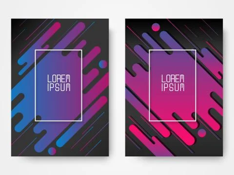 Set of two modern abstract covers with cool gradient color Stock Illustration
