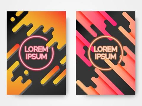 Set of two modern abstract covers with cool gradient color Stock Illustration