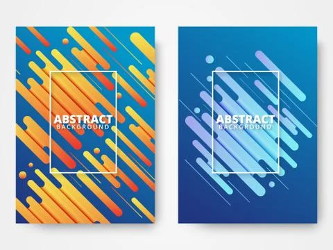 Set of two modern abstract covers with cool gradient color Stock Illustration