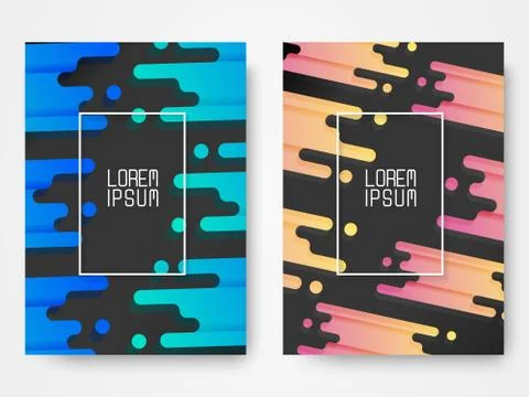 Set of two modern abstract covers with cool gradient color Stock Illustration