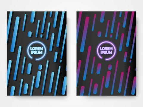 Set of two modern abstract covers with cool gradient color Stock Illustration