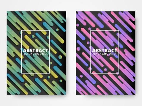 Set of two modern abstract covers with cool gradient color Stock Illustration