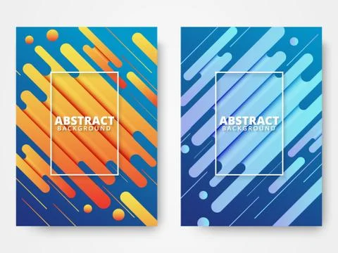 Set of two modern abstract covers with cool gradient color Stock Illustration