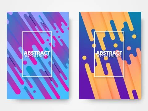 Set of two modern abstract covers with cool gradient color Stock Illustration