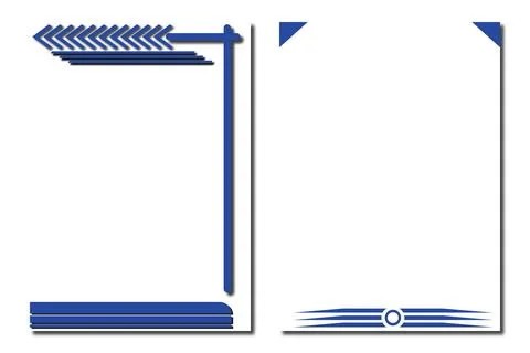 Set of two modern blue geometric page borders for documents. Stock Illustration