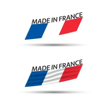 Set of two modern colored vector flags with French tricolor Ilustração Stock