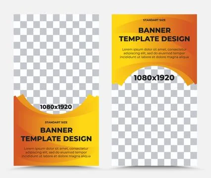 Set of two orange vertical vector banner templates with black text Stock Illustration