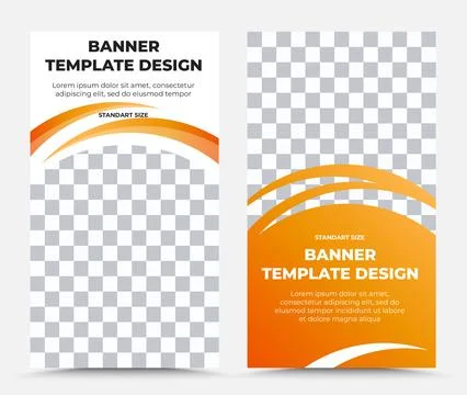 Set of two orange vertical vector banner templates Stock Illustration