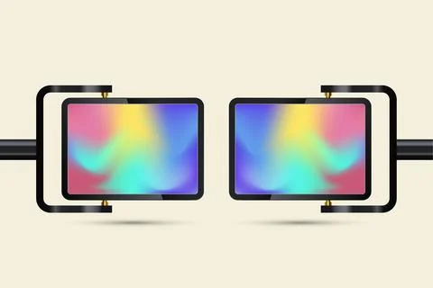 Set of two Outdoor Large LED Screens Mock up with black realistic stand for.. Stock Illustration