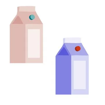 Set of two packets of milk in different colors, flat, isolated object on fucking Stock Illustration