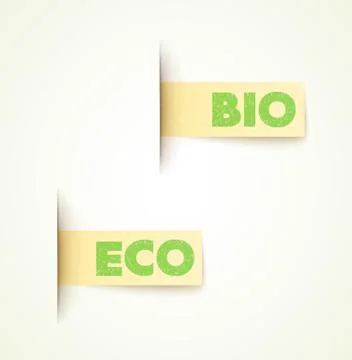 Set of two paper labels eco design Stock Illustration