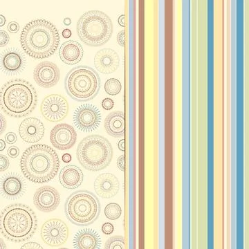 Set of two pattern tiles. Geometrical hand draw delicate circles and lines pa イラスト素材