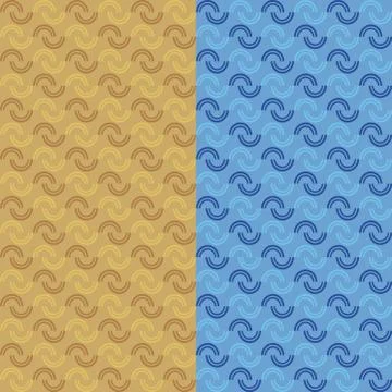 Set two patterns with brown and blue semicircles Stock Illustration