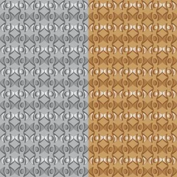 Set two patterns with dark and light grey and brown decorations Stock Illustration