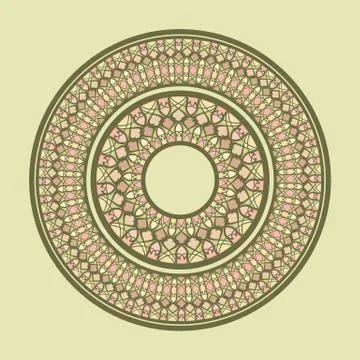 Set of two plates nested into each other, lacy round ornament, background Stock Illustration