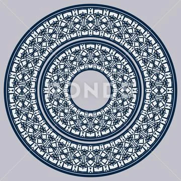 Set of two plates nested into each other, lacy round ornament Stock Illustration