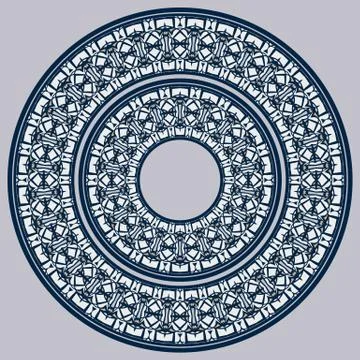 Set of two plates nested into each other, lacy round ornament Stock Illustration