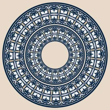 Set of two plates nested into each other, lacy round ornament Stock Illustration
