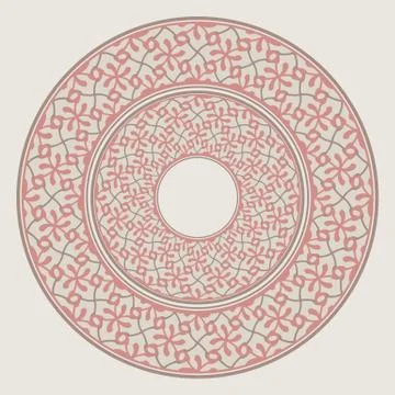 Set of two plates nested into each other, lacy round ornament Stock Illustration