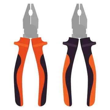 Set of two pliers on white background, realistic vector illustration. Stock Illustration