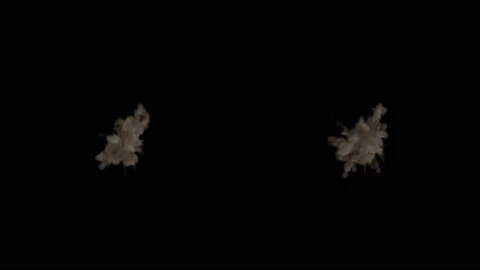 Set of two Powder explosion. Dusty bullet hits on a metal wall Stock Footage 132365050