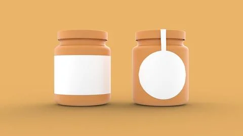 Set of two premium plastic container with white blank label template isolated Stock Illustration