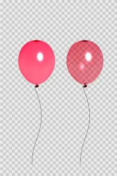 Set of two red balloons. Isolated on transparent background. Stock Illustration