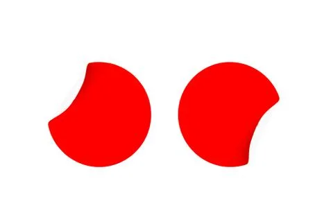 Set of two red curled stickers on a white background isolated. Stock Illustration