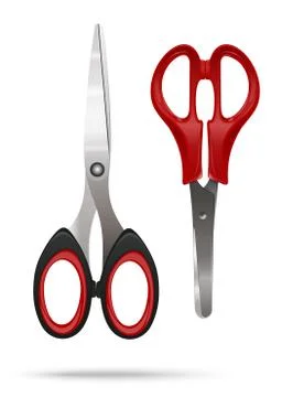 Set of two red paper scissors. Vector illustration Stock Illustration