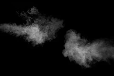 A set of two rich, swirling horizontal vapors isolated on a black background  Stock Illustration