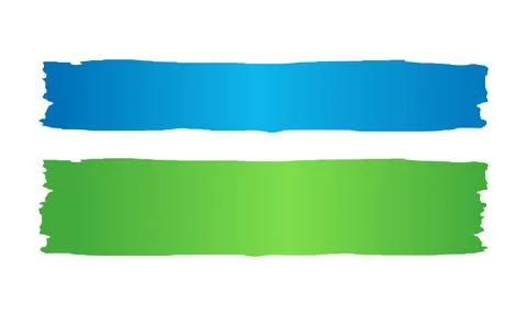Set of Two Rough Brush Stroke Banners in Blue and Green Gradient Colors Stock Illustration