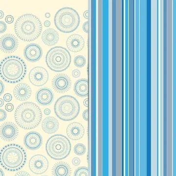 Set of two seamless pattern tiles. Geometrical hand draw delicate circles and 库存插图