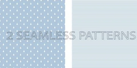 Set of two seamless patterns in blue color Stock Illustration