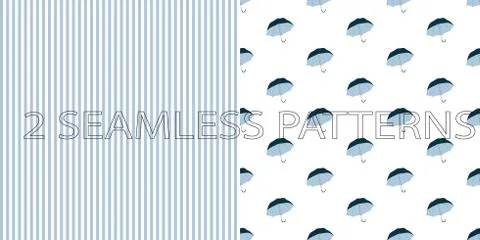 Set of two seamless patterns in blue color Illustrazione stock