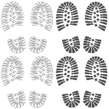 Set of two seamless patterns with a footprint of shoes. Stock Illustration
