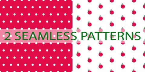 Set of two seamless patterns in red color Illustrazione stock