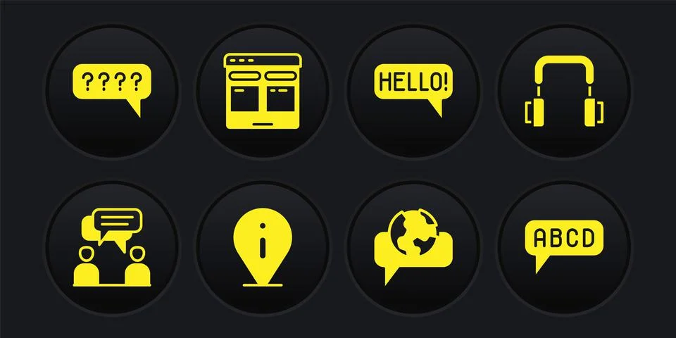 Set Two sitting men talking, Headphones, Information, Learning foreign languages Stock Illustration