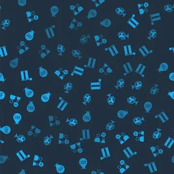 Set Two sitting men talking, Earth globe, Flag and Alphabet on seamless pattern Illustrazione stock