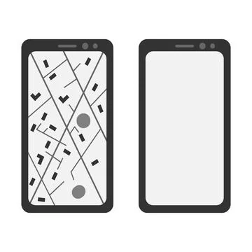 Set of two smartphones with city map and blank screen Handdrawn style monochrome Stock Illustration