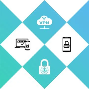 Set Two steps authentication, Safe combination lock wheel, VPN Network cloud Stock Illustration