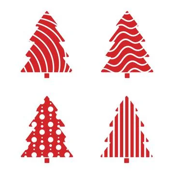 Set of two Stylish Christmas tree icons showcasing modern holiday flair. Ch.. Stock Illustration