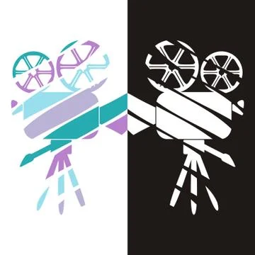 Set of two stylized movie camera icons - design vector illustration Stock Illustration
